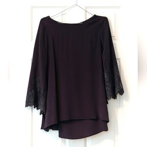 For Love and Lemons Black Dress Blouse with Lace Flare Sleeves NWT Small To Med